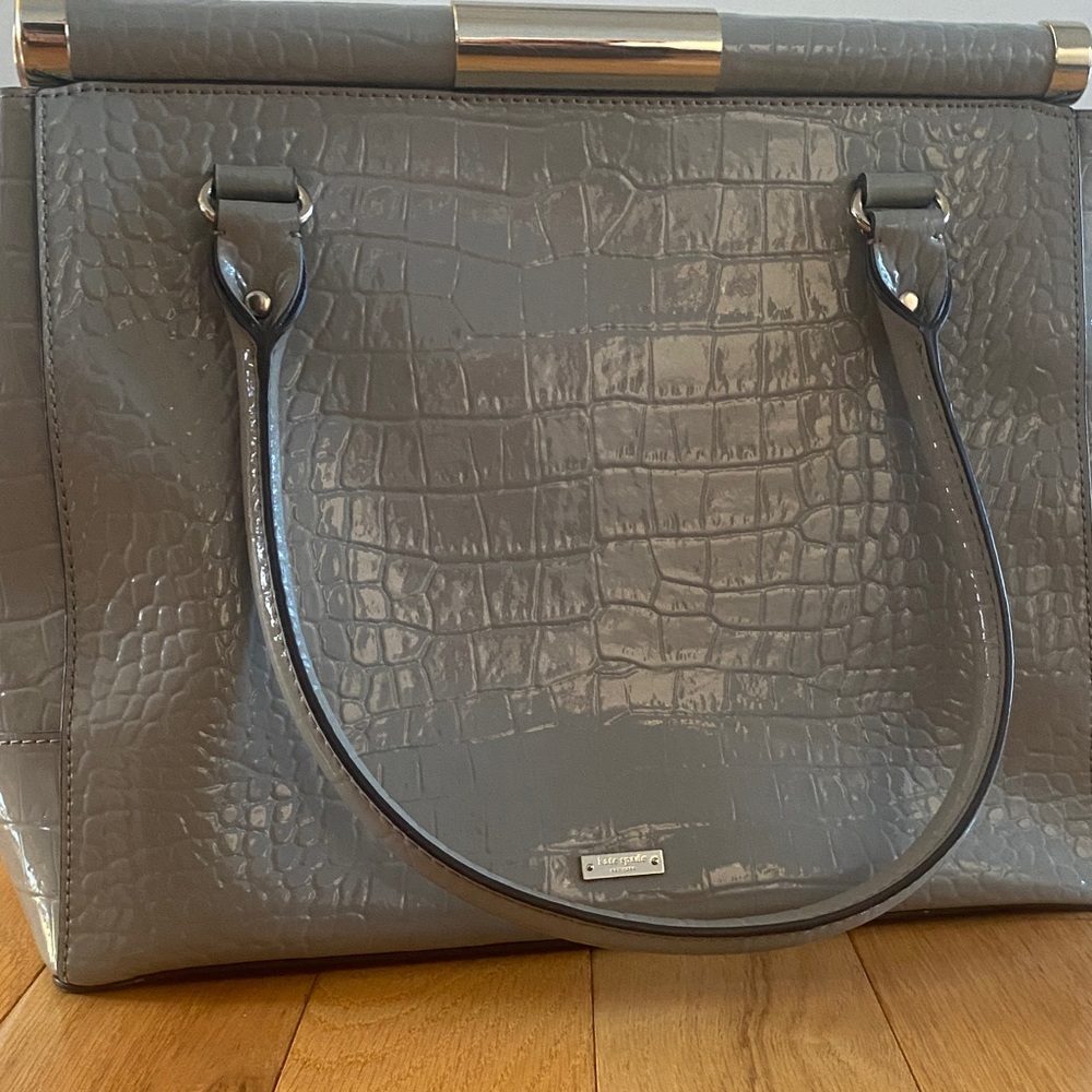 Kate Spade Gray Crocodile-Embossed Tote